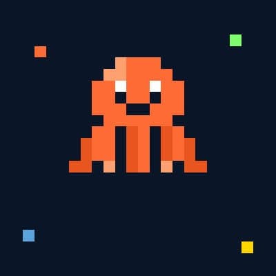 Genesis Octopi - Orange pixel octopus